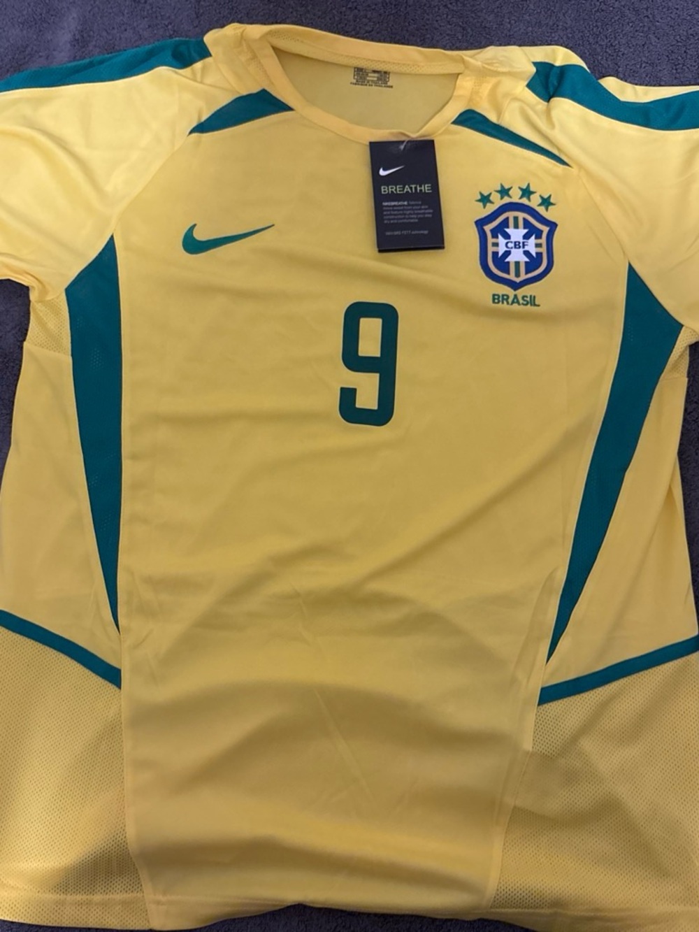 adidas Men’s Yellow Brazil Football Jersey with Teal Accents - #9